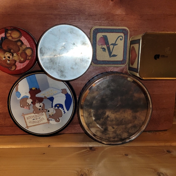 Vintage Teddy Bear Tins Lot: Happiness is Homemade Candy Tin & Hearts, Cat Tin - Picture 9 of 9